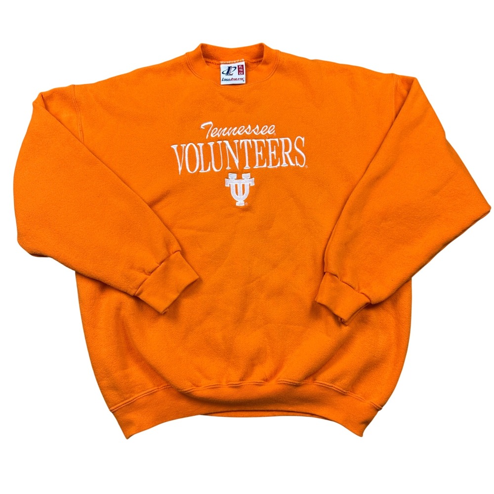 Vintage Logo Athletic Tennessee Volunteers Sweatshirt Orange Embroidered XL UT